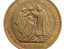 1907-es U•P jelölt koronázási Artex veret réz próbaveret 100 korona