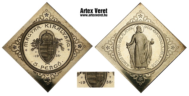 1938-as álló Szent István UP ezüst csegely