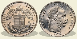 1868-as ezüst 1 forint rozettás utánveret - (1868 ezüst 1 forint rozettás)
