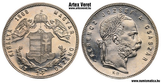 1868-as ezst 1 forint rozetts utnveret - (1868 ezst 1 forint rozetts)