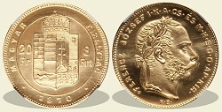 1870-es arany 8 forint rozettás utánveret - (1870 arany 8 forint rozettás)