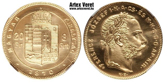 1870-es arany 8 forint rozetts utnveret - (1870 arany 8 forint rozetts)