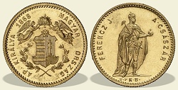 1868-as arany 1 dukát UP utánveret - (1868 arany 1 dukát UP)