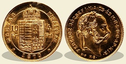 1870-es arany 4 forint UP utánveret - (1870 arany 4 forint UP)