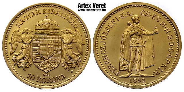 1892-es rozetts arany 10 korona - (1892 arany 10 korona rozetts)