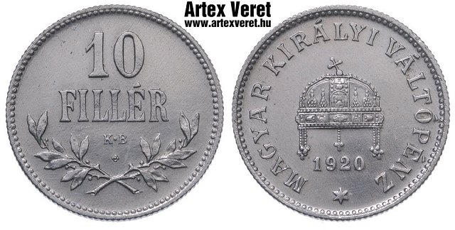 1920-as Artex vas rozetts 10 fillr - (1920 10 fillr)