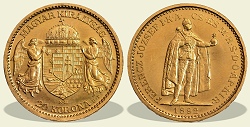 1892-es UP jelölt arany 20 korona - (1892 arany 20 korona UP jelölt)