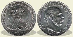 1907-as koronázási up jelölésű 5 korona - (1907 5 korona koronázási up jelolessel)