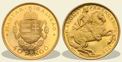 1935-ös jelöletlen arany  40 pengő fantáziaveret- (1935 40 pengő jelöletlen)