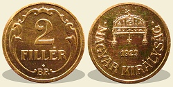 1929-es rozettás bronz 2 fillér utánveret- (1929 2 fillér rozettás)