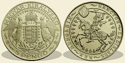 1929-es UP ezüst Szent László 5 pengő utánveret- (1929 5 pengő UP)