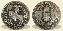 1929-es UP ezüst Szent László sima peremű 5 pengő utánveret- (1929 5 pengő UP)
