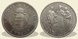 1935-ös jelöletlen ezüst Pázmány Péter 2 pengő utánveret- (1935 2 pengő jelöletlen)